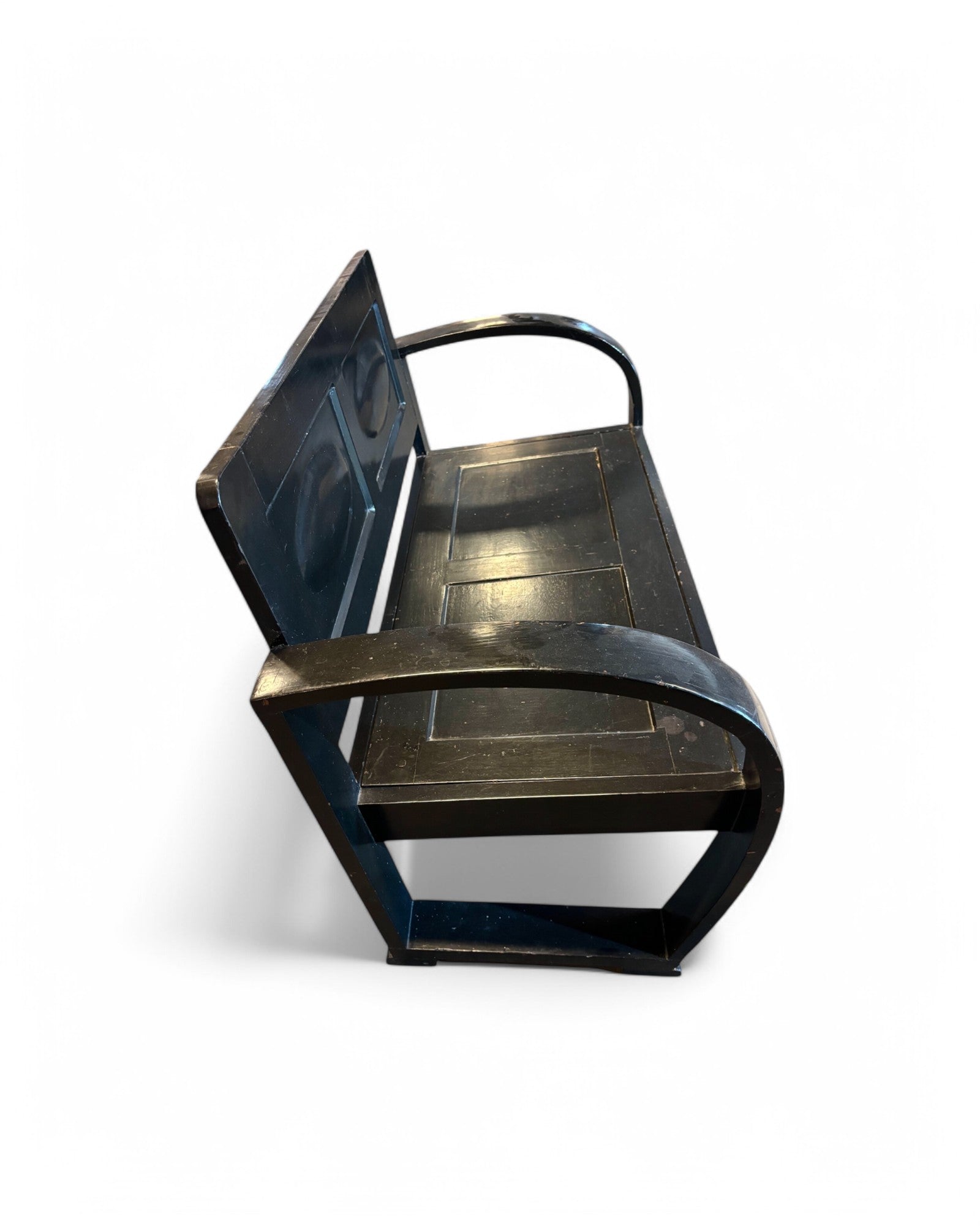 Sino Chine Burnt Black Wooden Bench