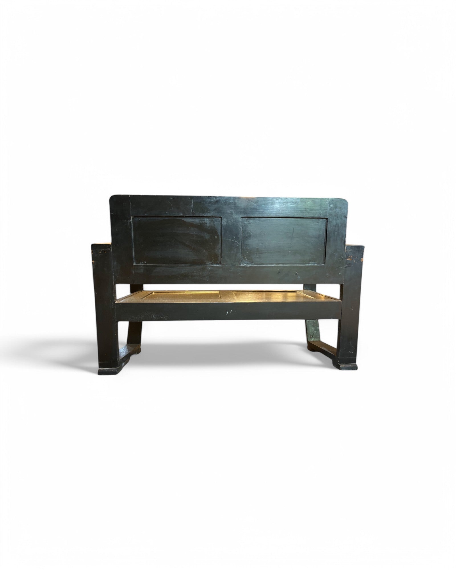 Sino Chine Burnt Black Wooden Bench