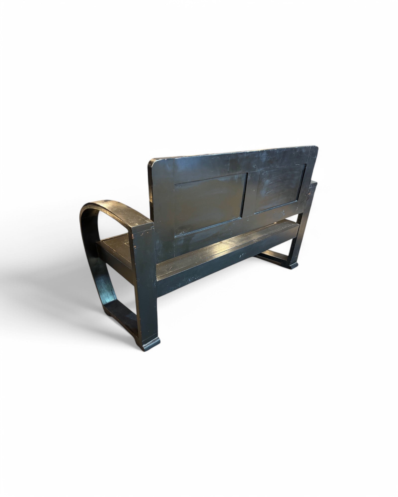 Sino Chine Burnt Black Wooden Bench