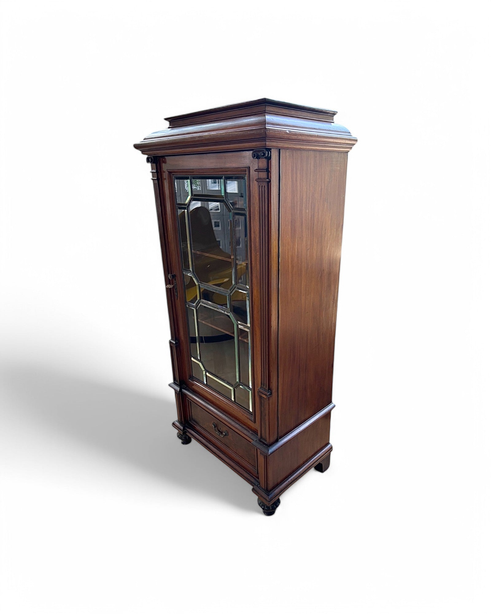 Art Nouveau Mahogony Inlaid China Display Cabinet 1900s