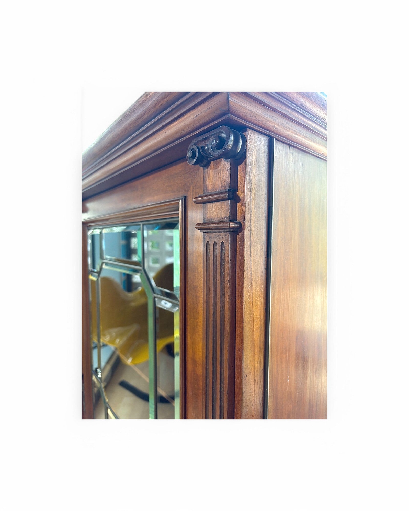 Art Nouveau Mahogony Inlaid China Display Cabinet 1900s