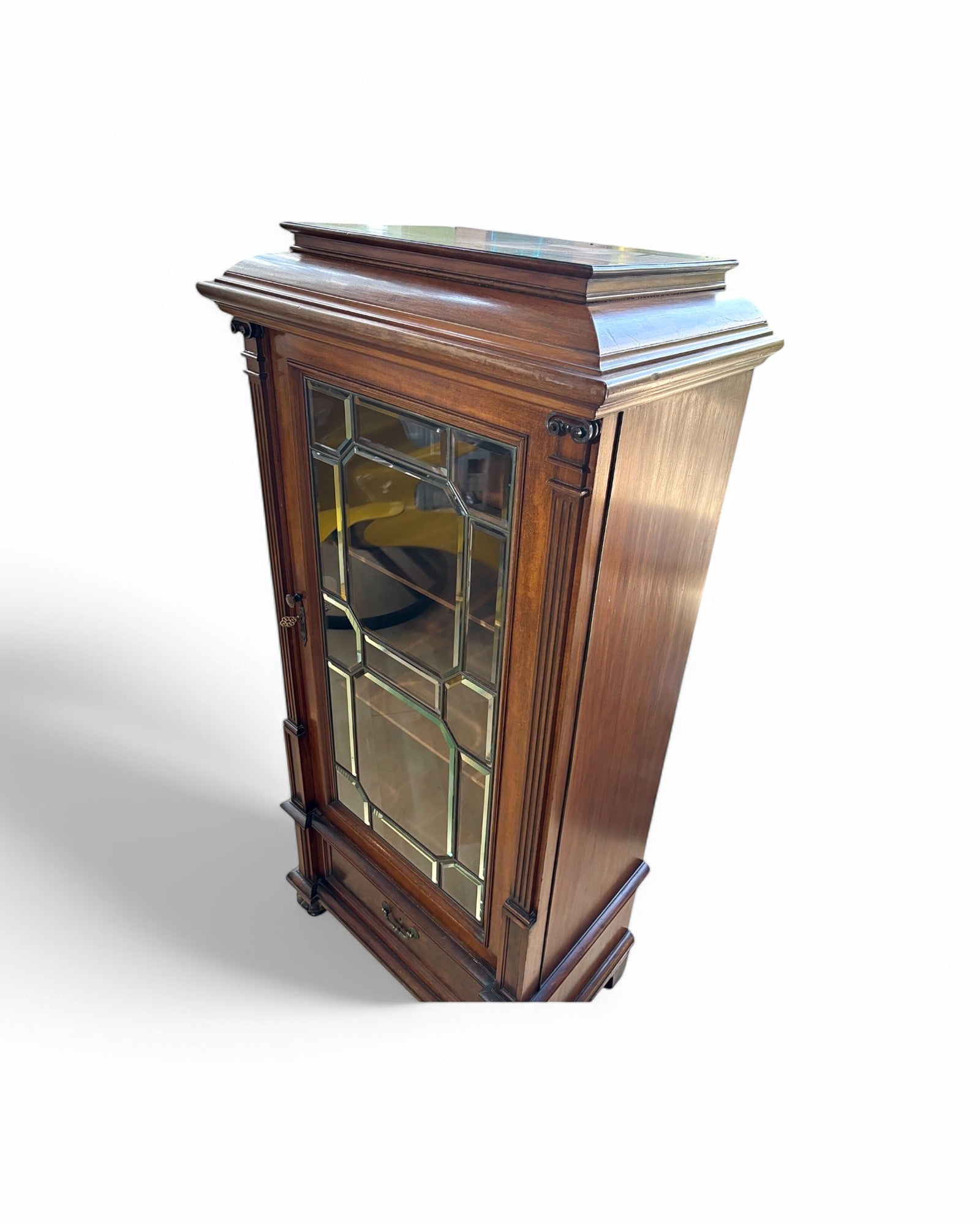 Art Nouveau Mahogony Inlaid China Display Cabinet 1900s