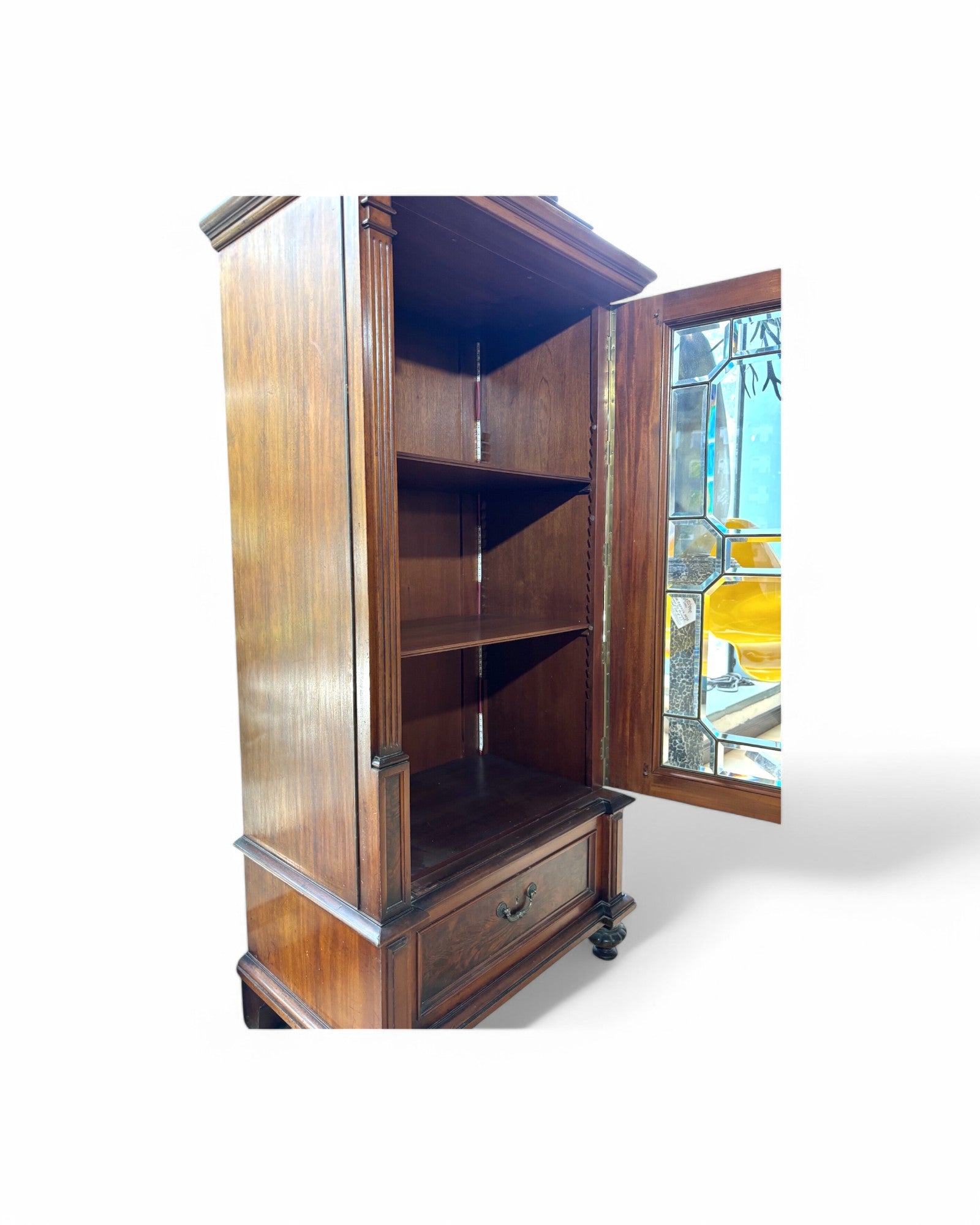 Art Nouveau Mahogony Inlaid China Display Cabinet 1900s