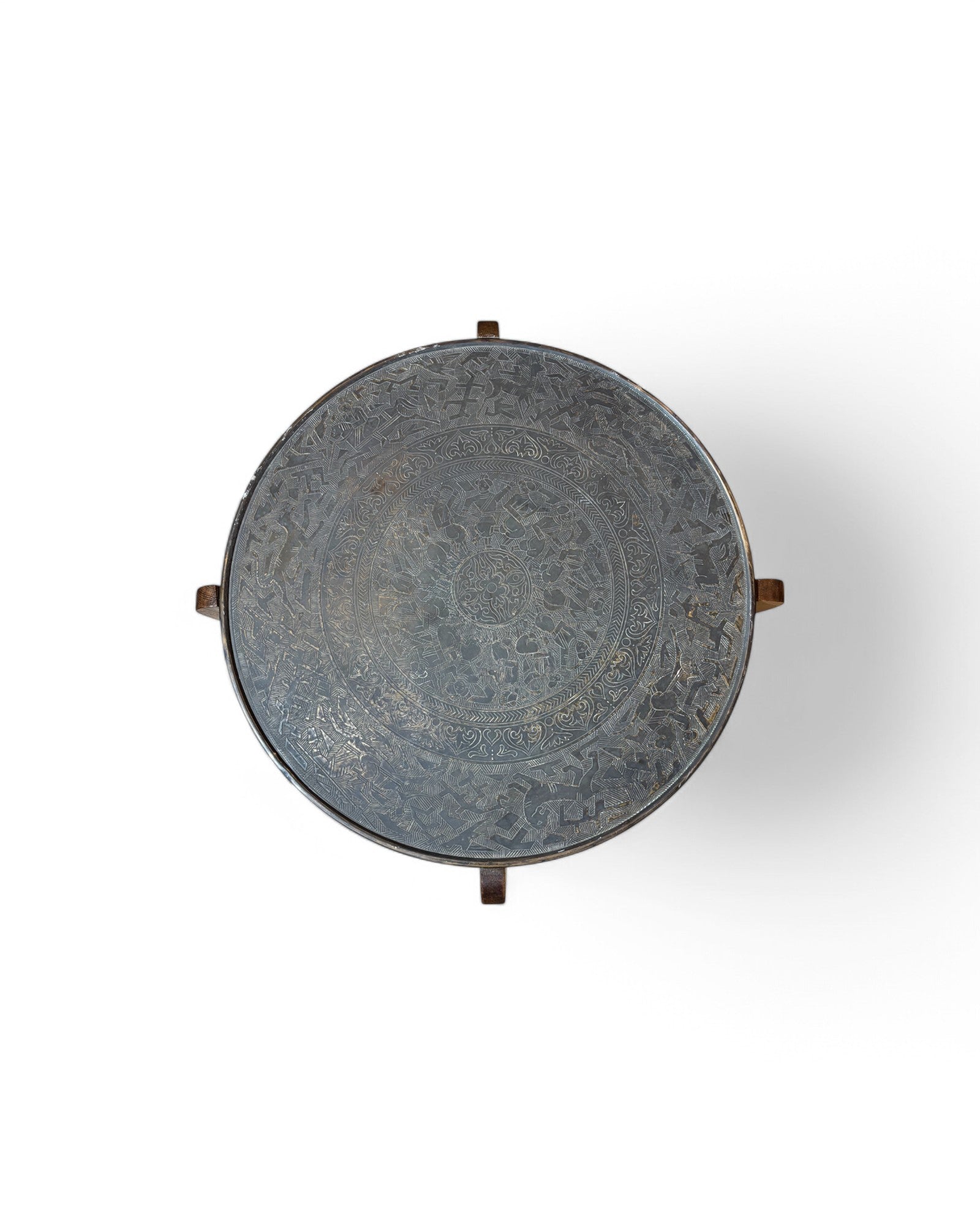 Antique Brass Etched Mongolian Side Table