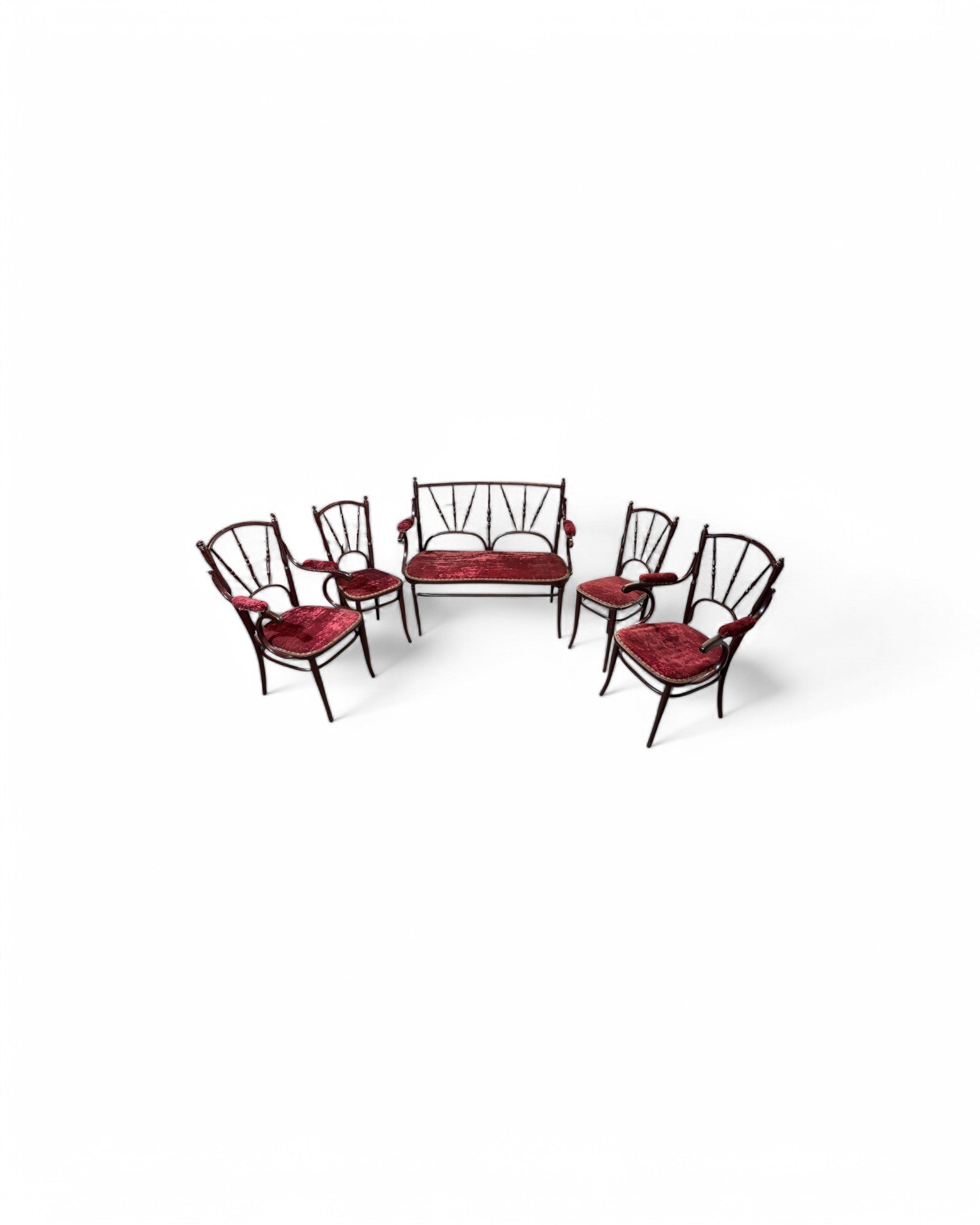 Set of 5 Wooden Ruby Wicker Indo Chine Sofa