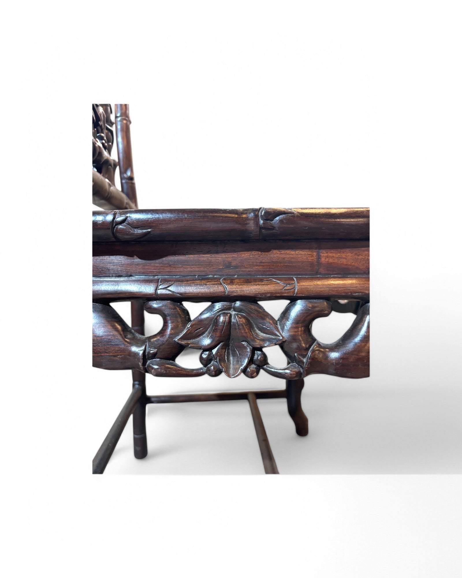Pair of Tongue in Groove Hardwood Ornate carved Birds & Floral Antique Chair
