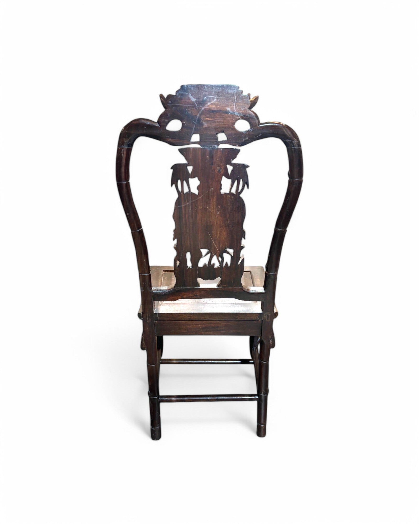 Pair of Tongue in Groove Hardwood Ornate carved Birds & Floral Antique Chair