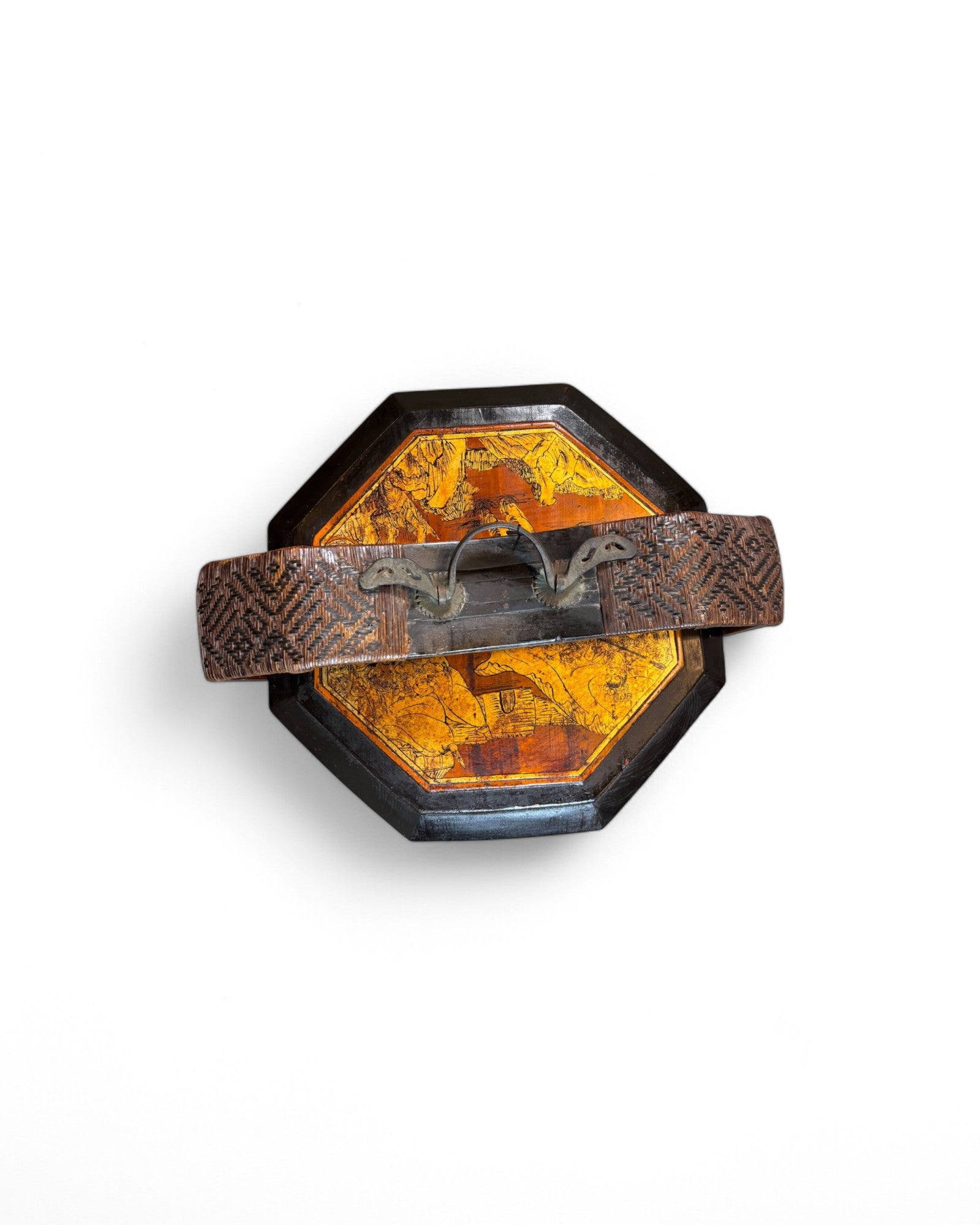 1900s Chinese Chinoiserie Bamboo Trim Antique Three-Tier Wood Wedding Baset