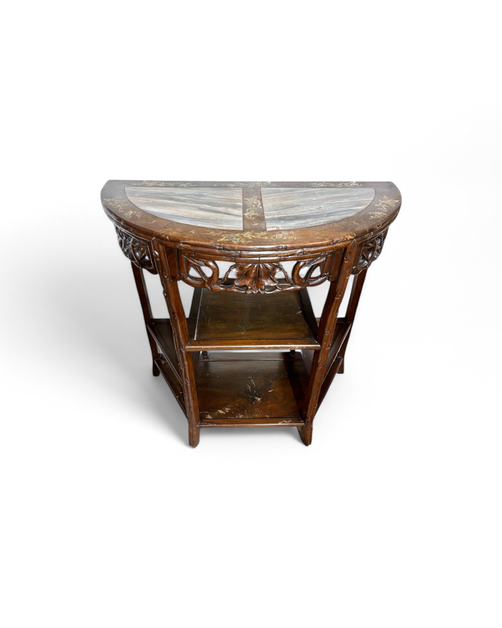 Tongue & Groove Hardwood Ornate Carved Wall Table