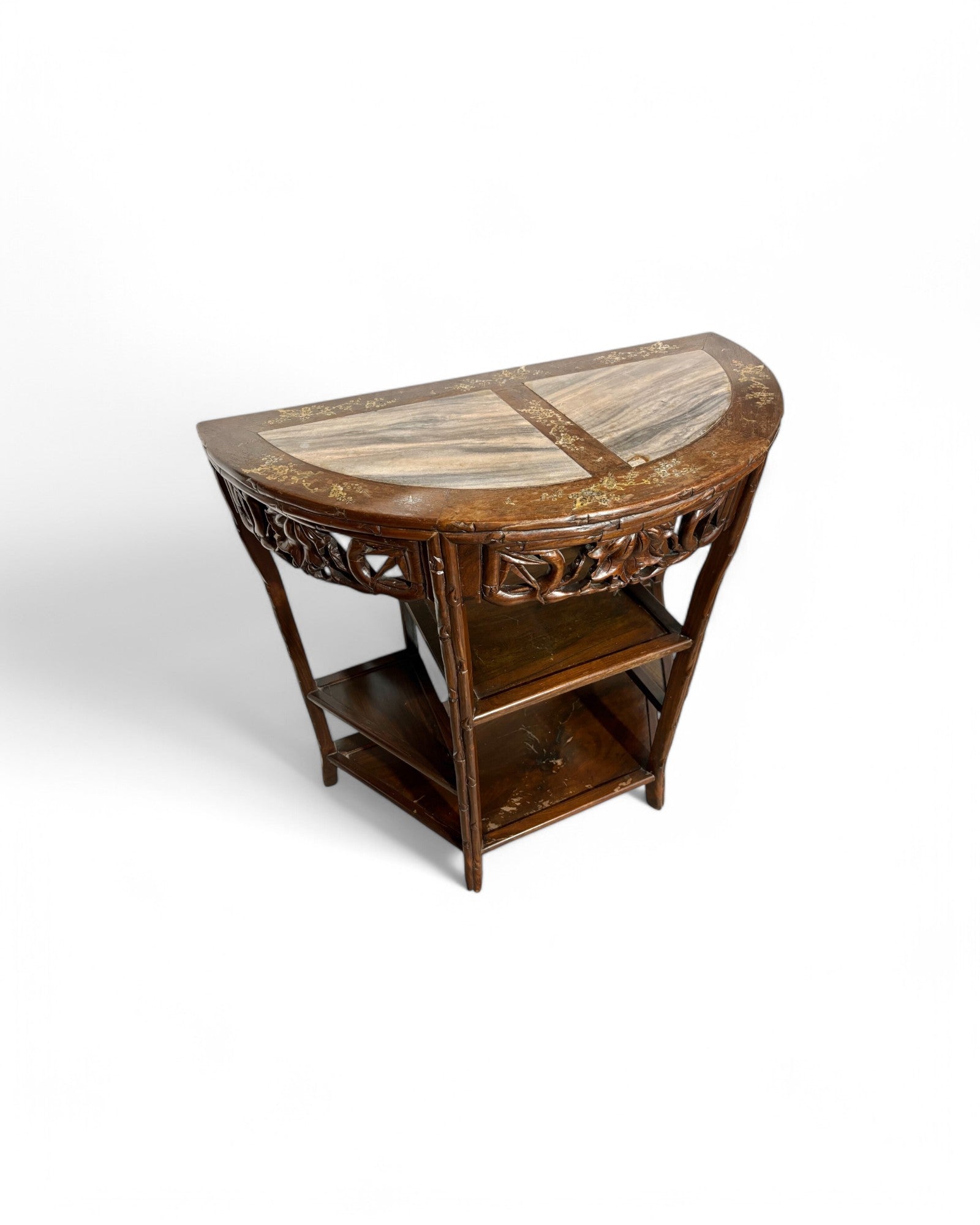 Tongue & Groove Hardwood Ornate Carved Wall Table