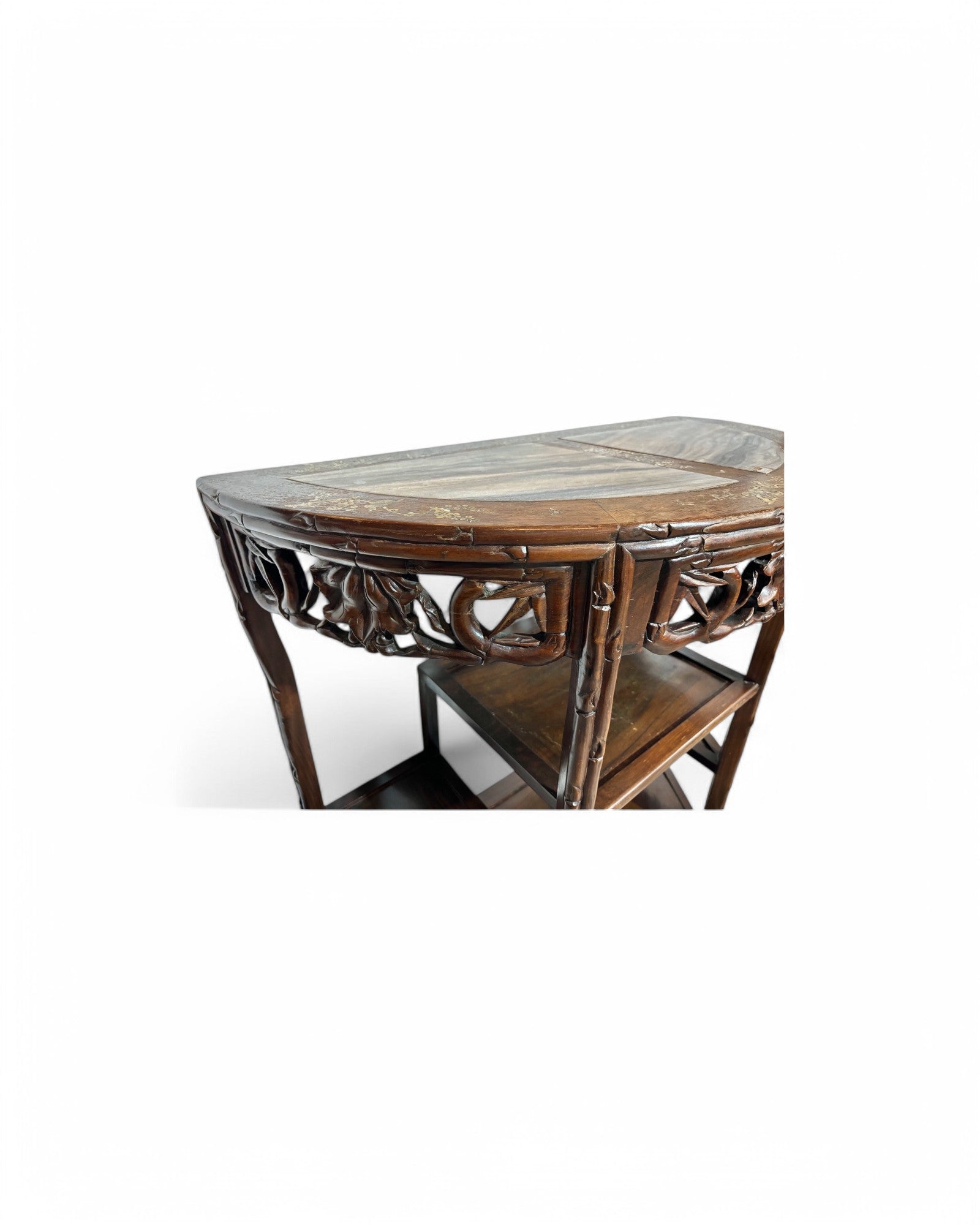 Tongue & Groove Hardwood Ornate Carved Wall Table