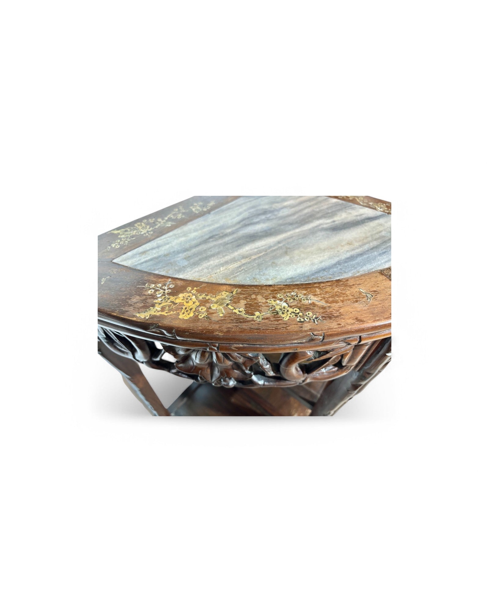 Tongue & Groove Hardwood Ornate Carved Wall Table