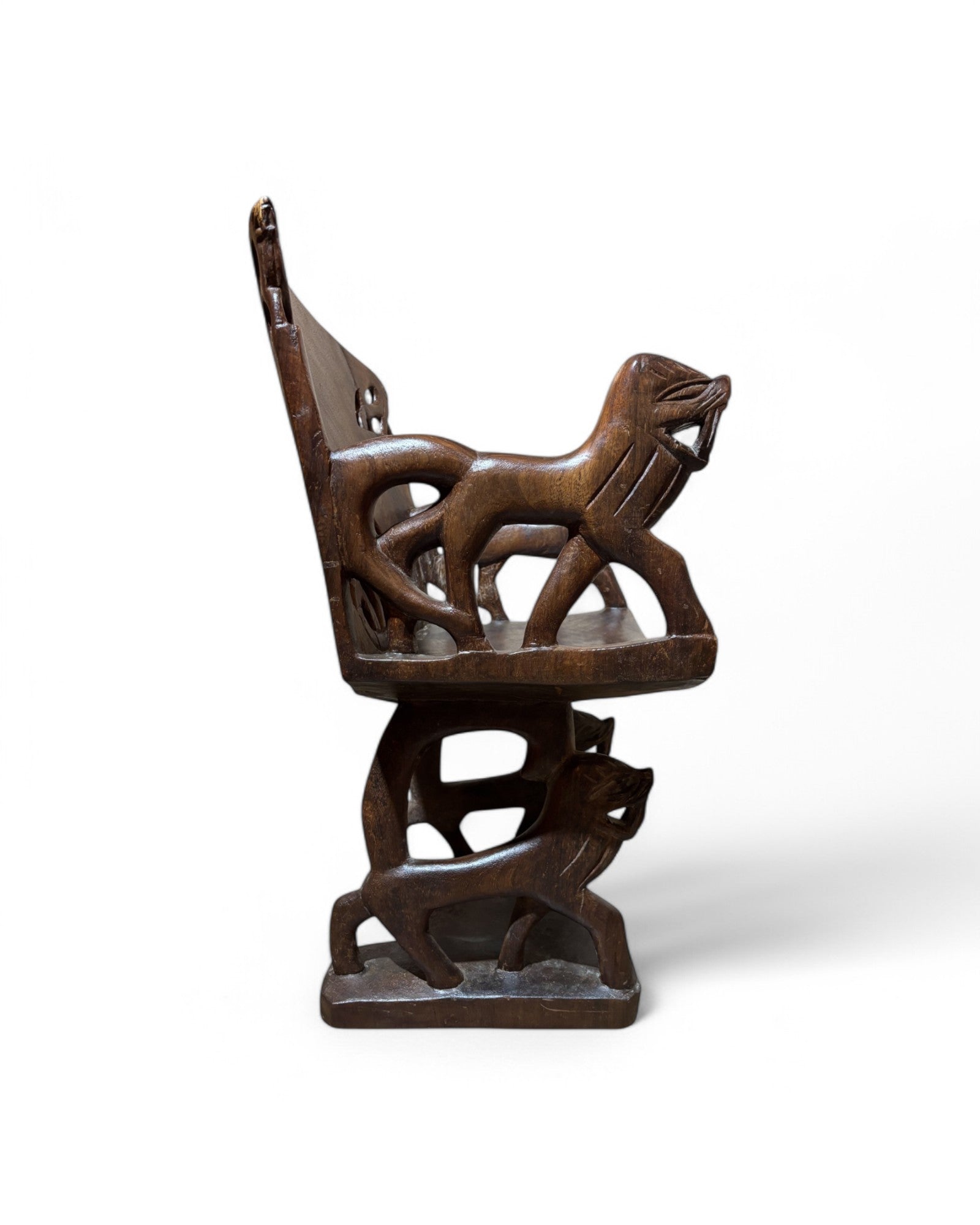 African Tigress Wood Throne