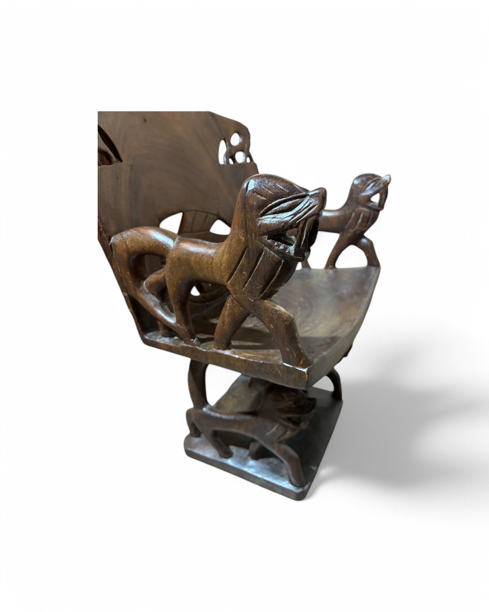 African Tigress Wood Throne