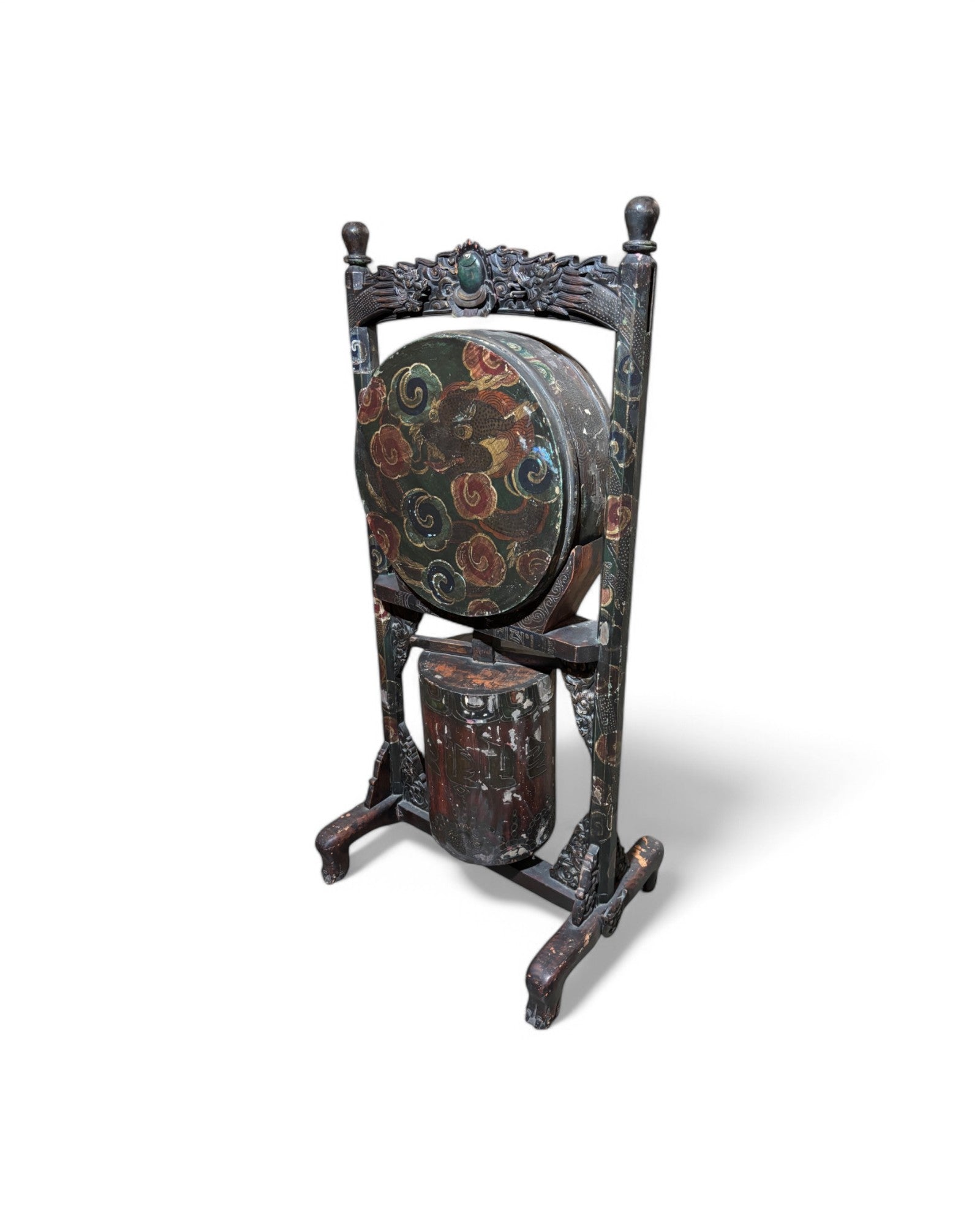 Year of the Dragon Antique Sino-Chine Standing Gong-Swivel Drum