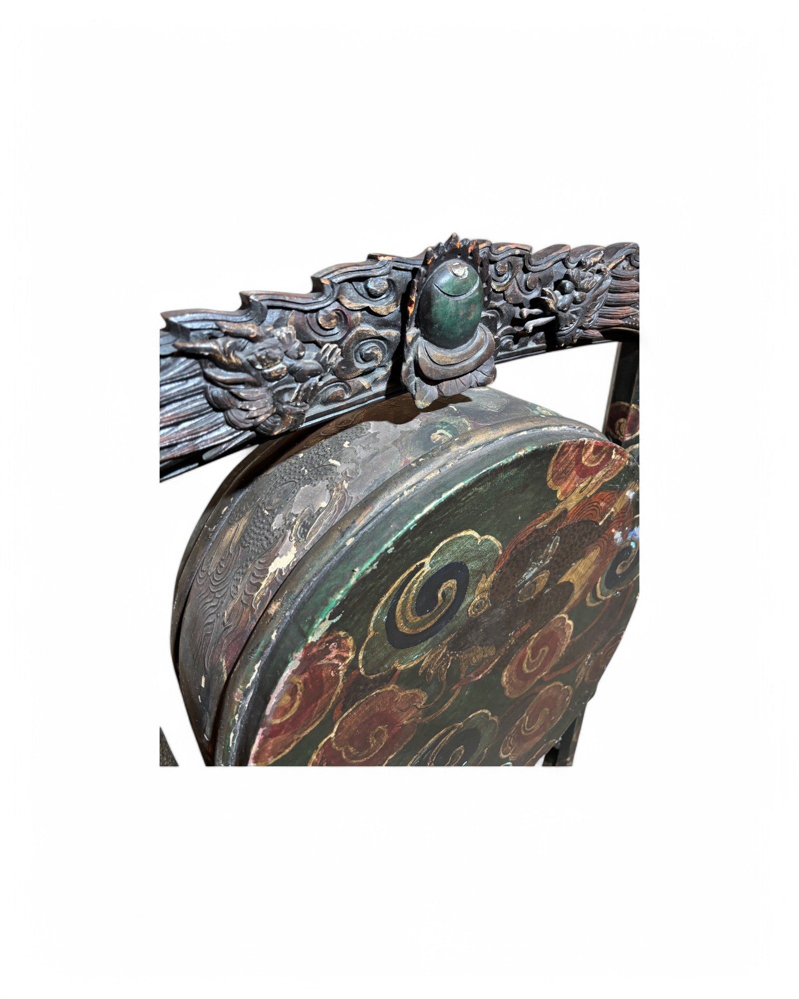 Year of the Dragon Antique Sino-Chine Standing Gong-Swivel Drum