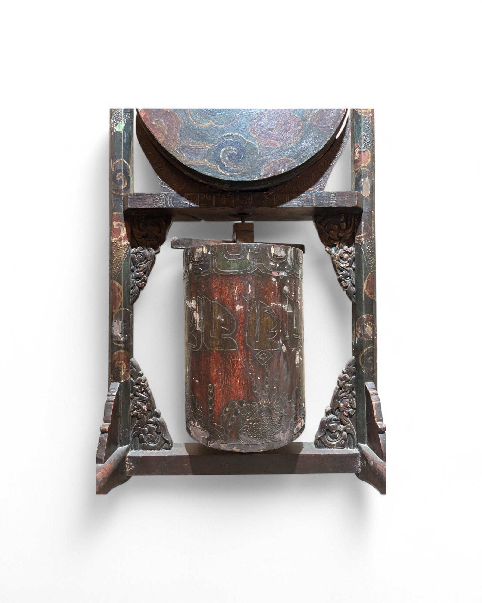 Year of the Dragon Antique Sino-Chine Standing Gong-Swivel Drum