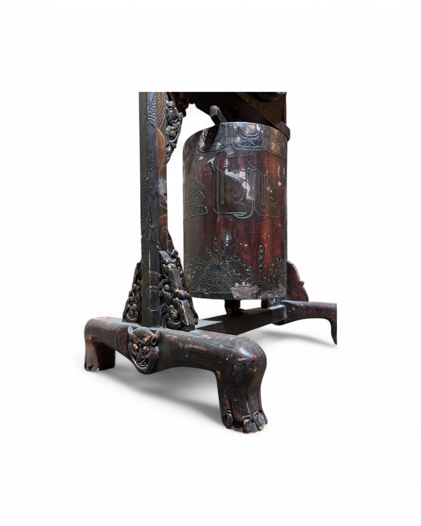 Year of the Dragon Antique Sino-Chine Standing Gong-Swivel Drum