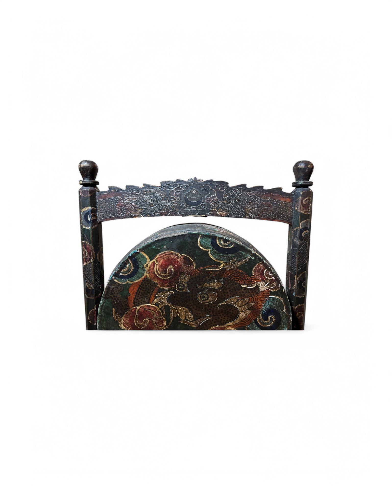 Year of the Dragon Antique Sino-Chine Standing Gong-Swivel Drum