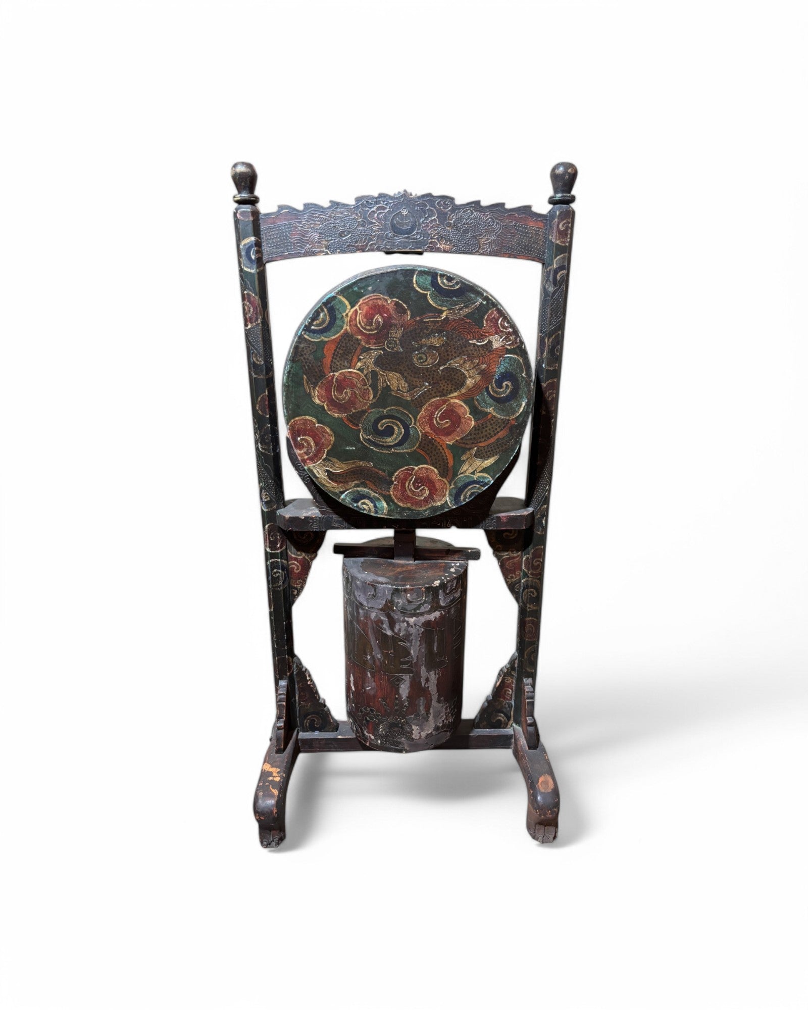 Year of the Dragon Antique Sino-Chine Standing Gong-Swivel Drum