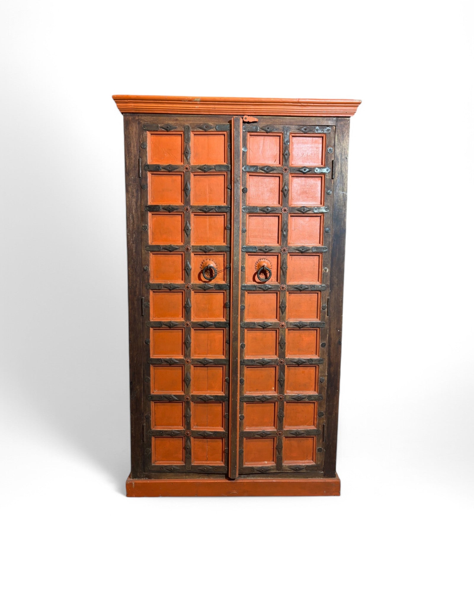 Vintage Orange Armoire Wooden Dresser