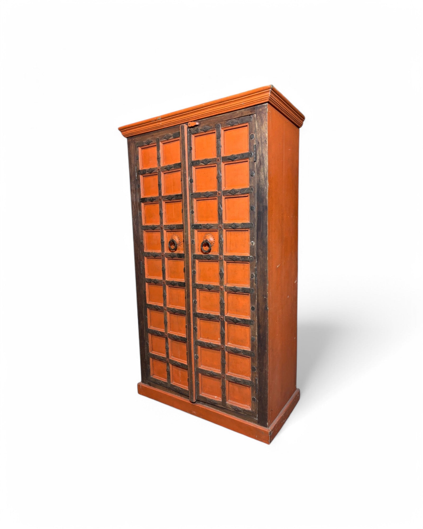 Vintage Orange Armoire Wooden Dresser