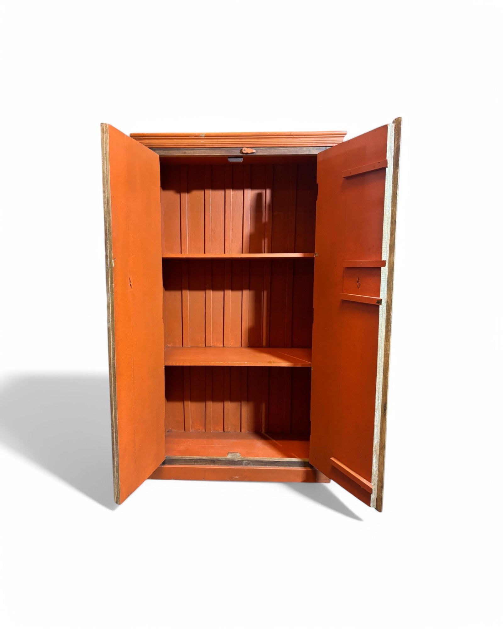 Vintage Orange Armoire Wooden Dresser
