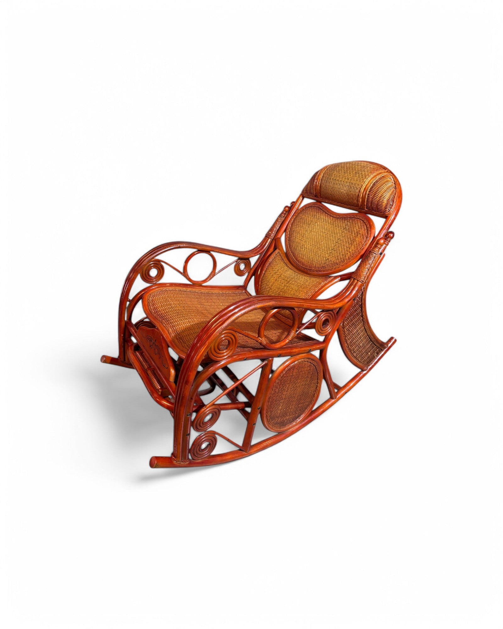 Rattan Ergonomic Adjustable Mahogany Rocker