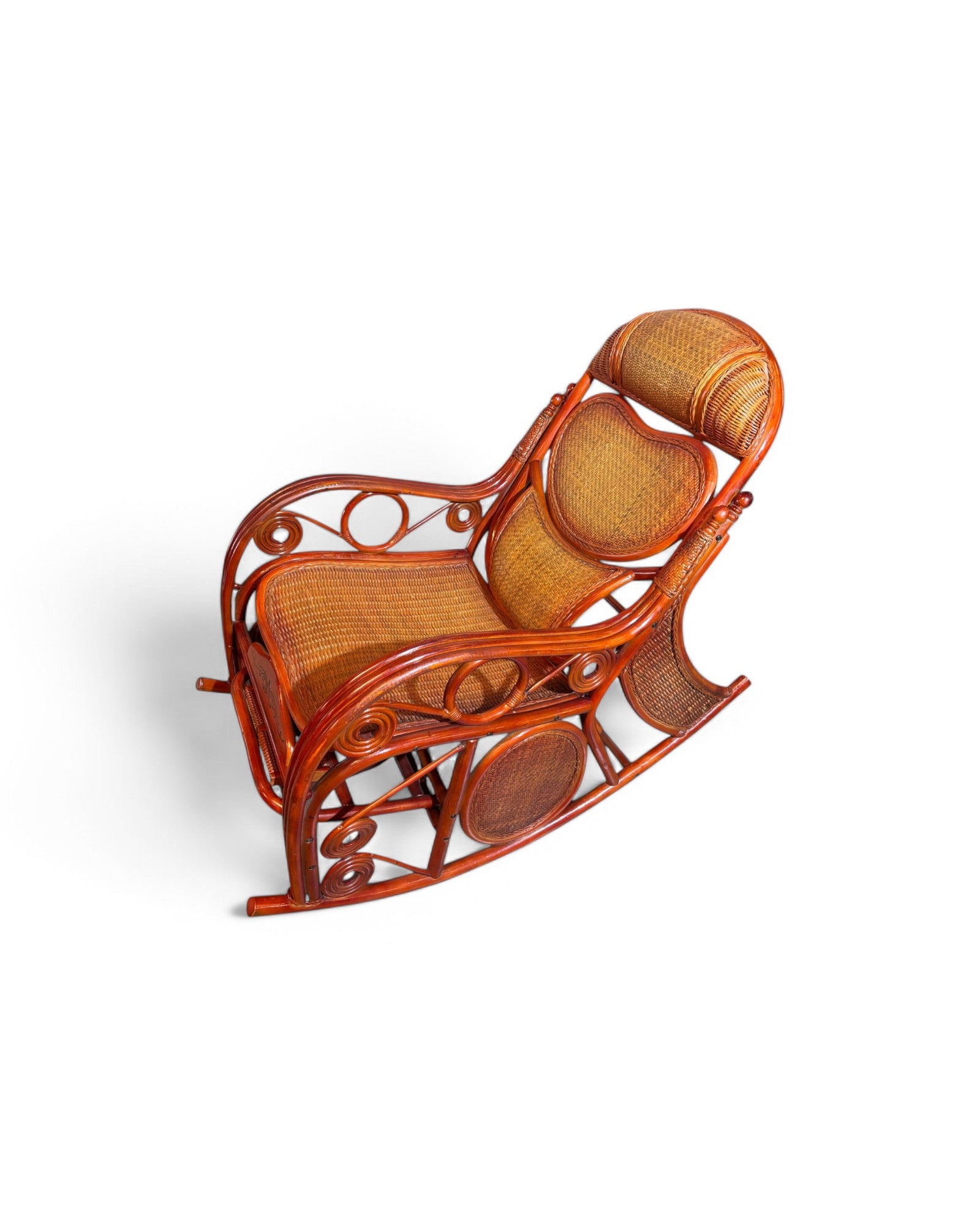 Rattan Ergonomic Adjustable Mahogany Rocker