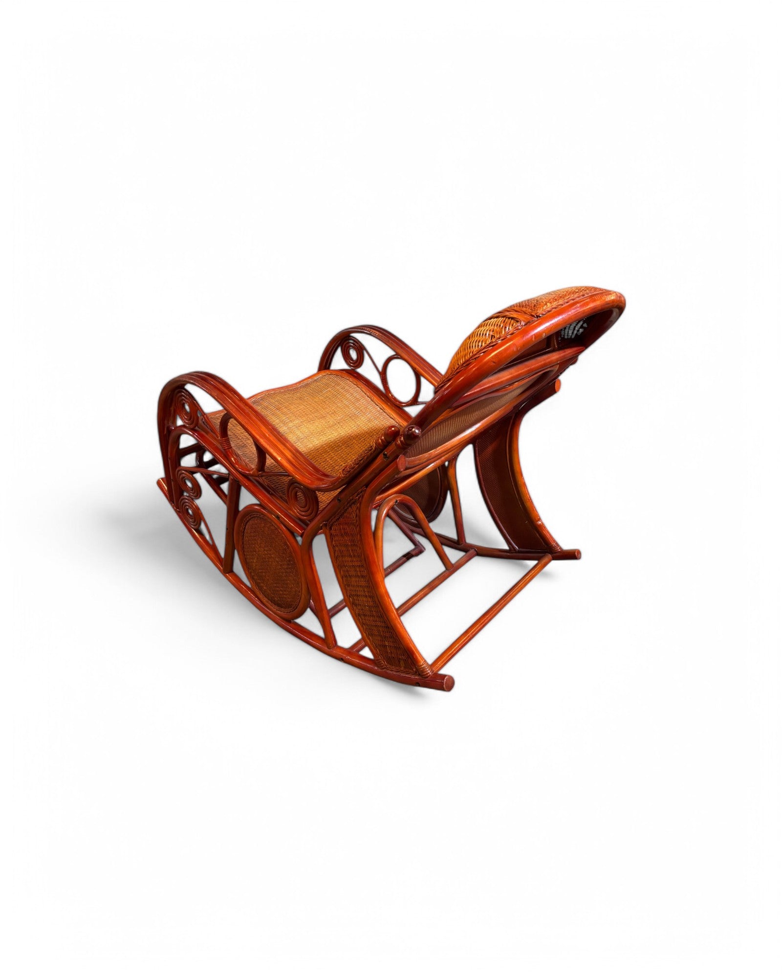 Rattan Ergonomic Adjustable Mahogany Rocker