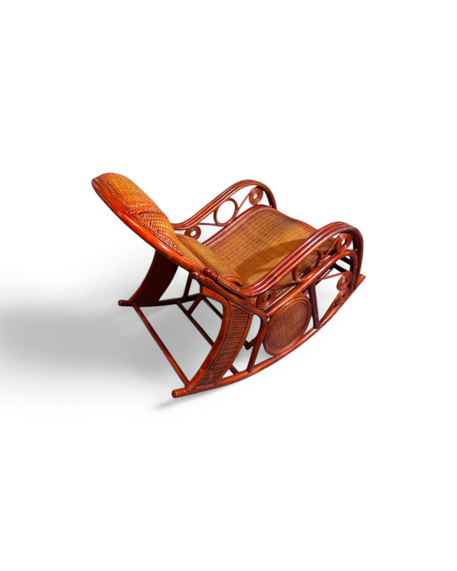 Rattan Ergonomic Adjustable Mahogany Rocker
