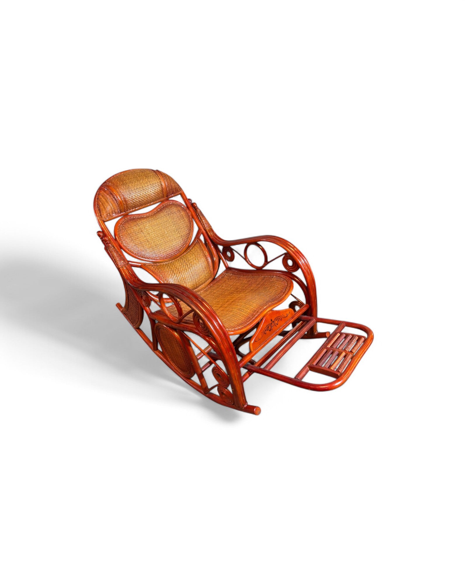 Rattan Ergonomic Adjustable Mahogany Rocker