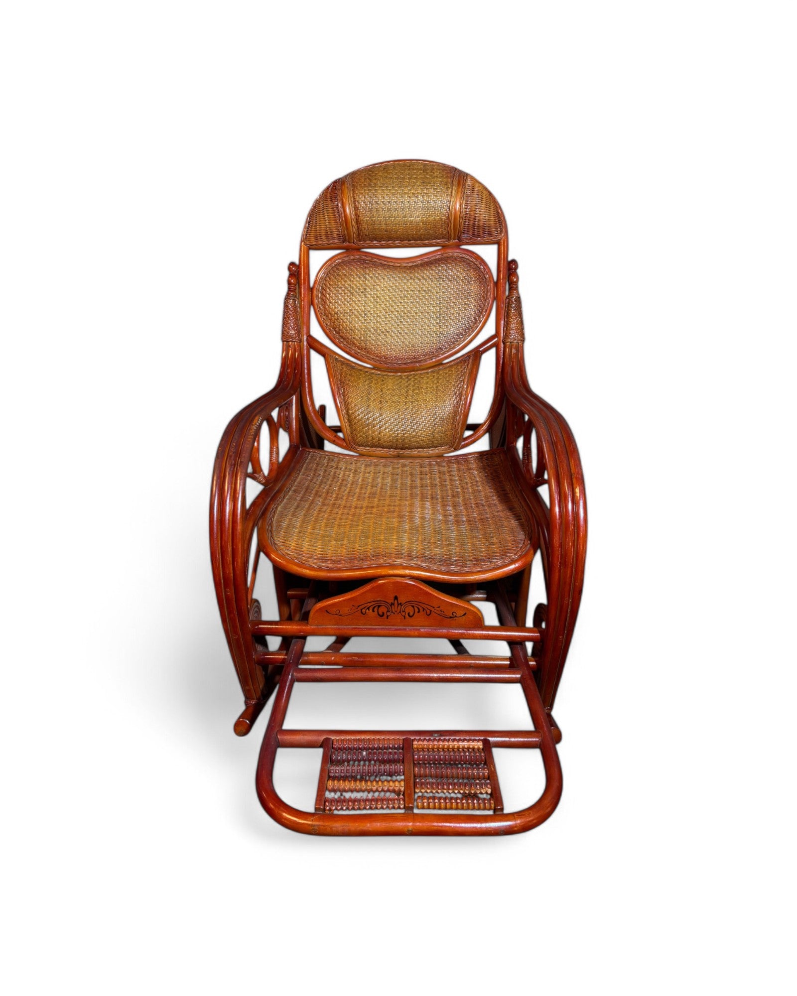 Rattan Ergonomic Adjustable Mahogany Rocker
