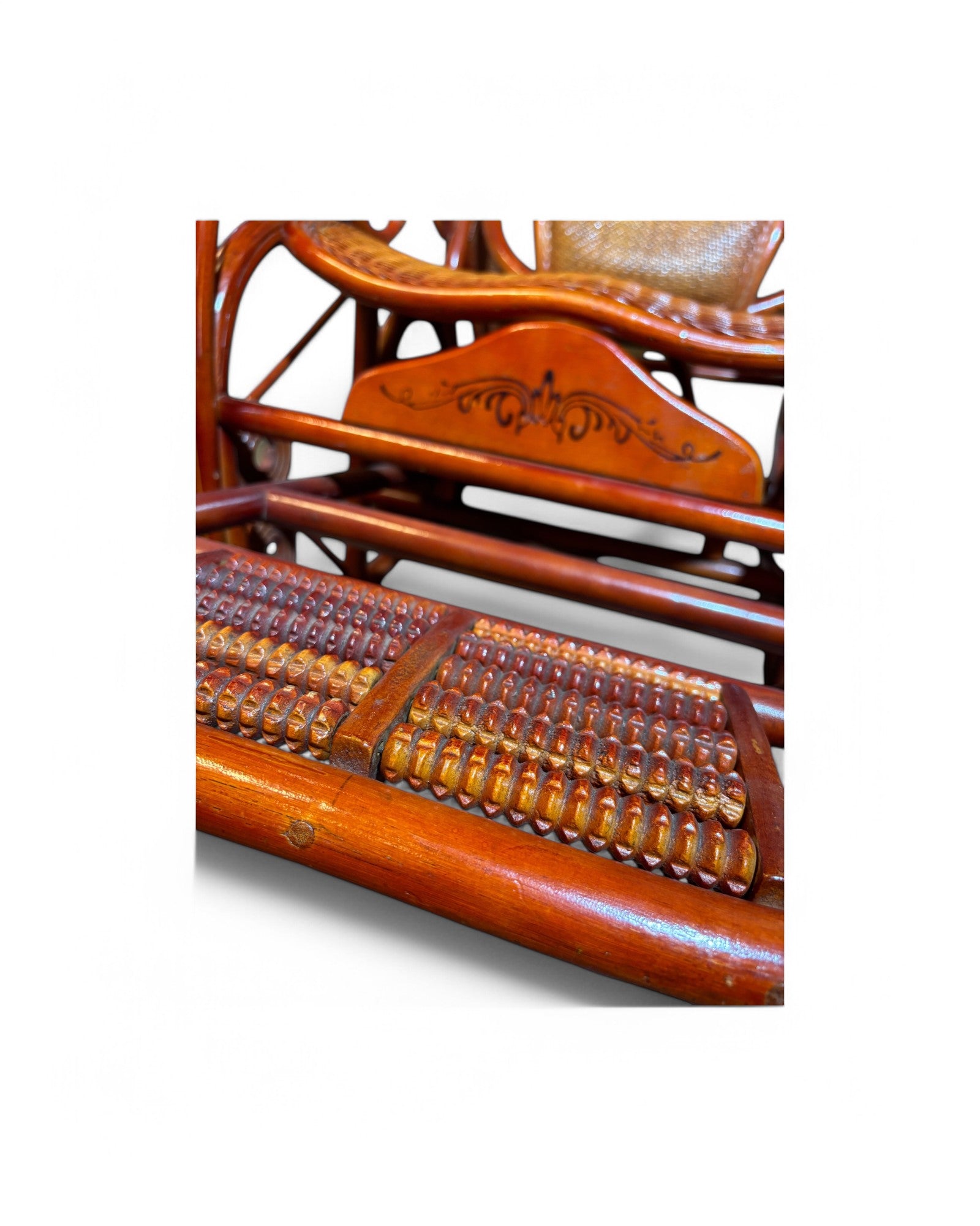 Rattan Ergonomic Adjustable Mahogany Rocker