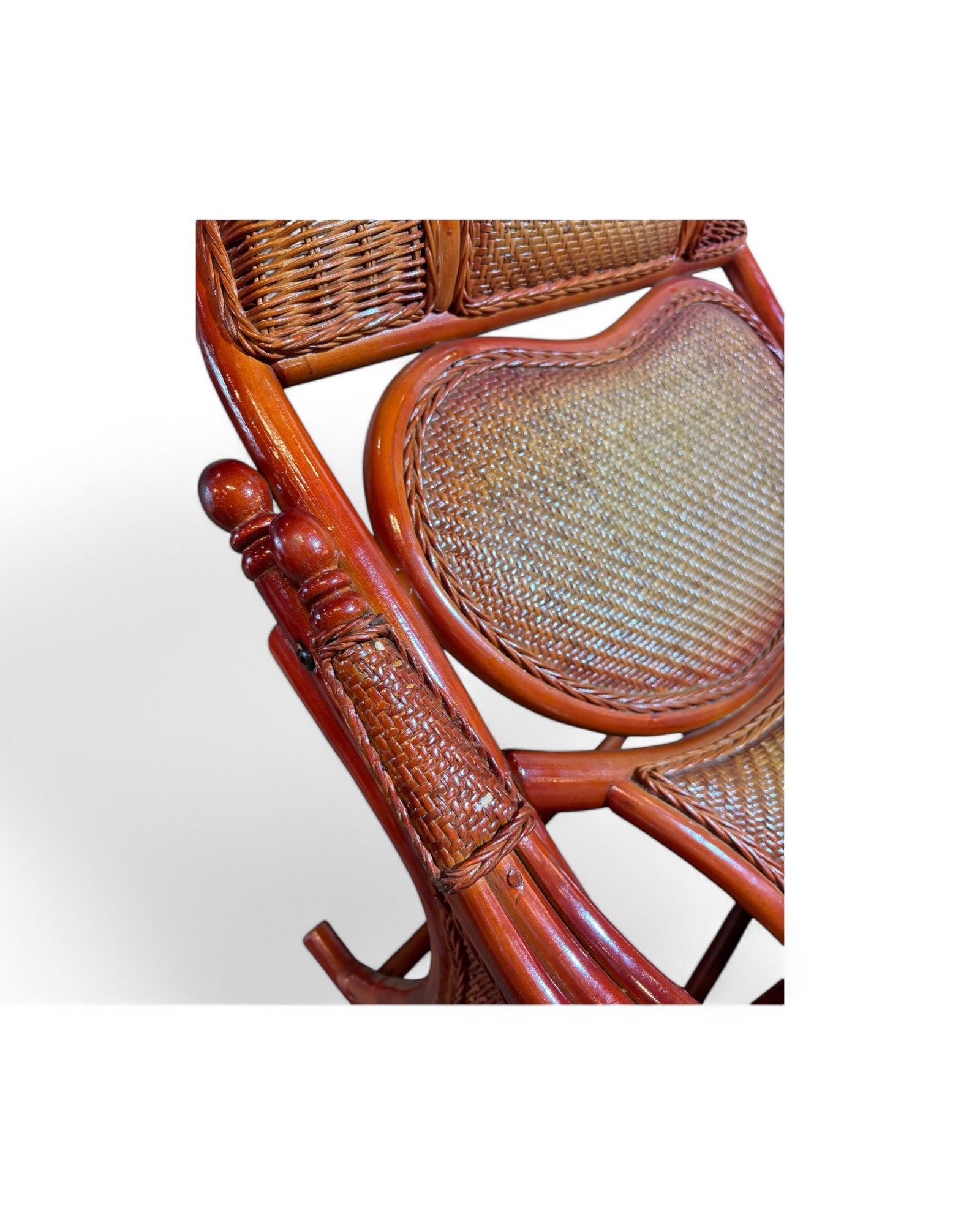 Rattan Ergonomic Adjustable Mahogany Rocker