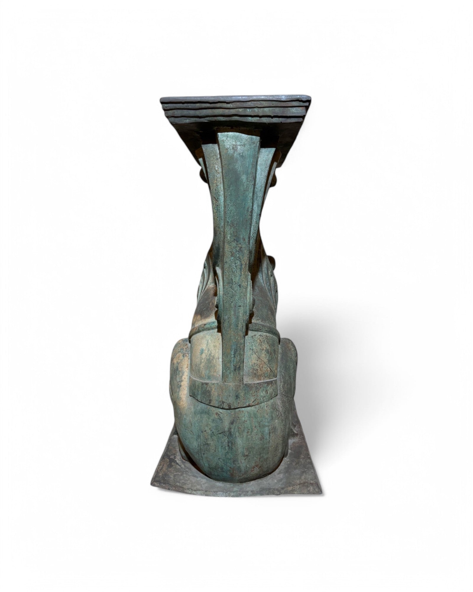 Bronze Green Sphinx Patina Steel Pedestal