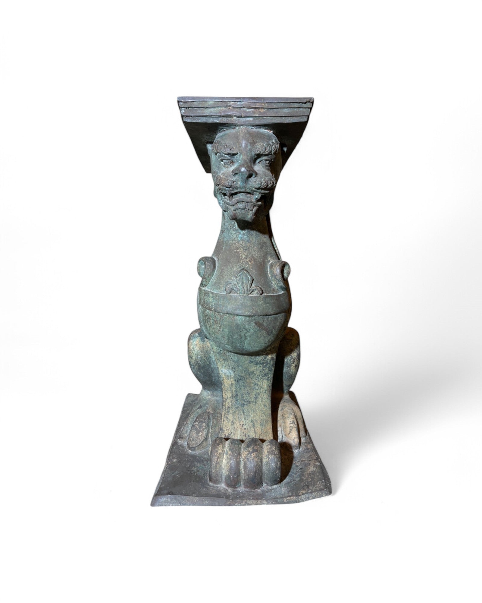 Bronze Green Sphinx Patina Steel Pedestal