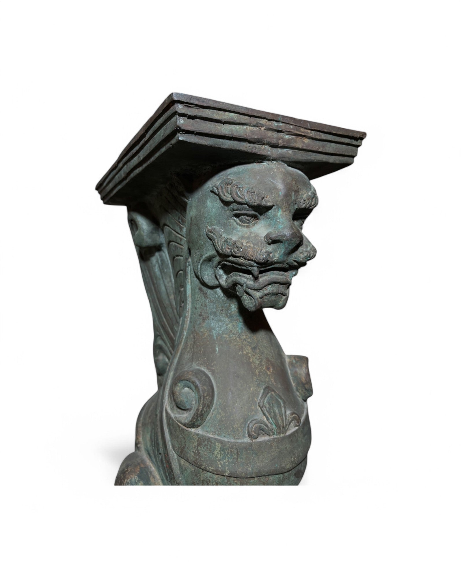 Bronze Green Sphinx Patina Steel Pedestal