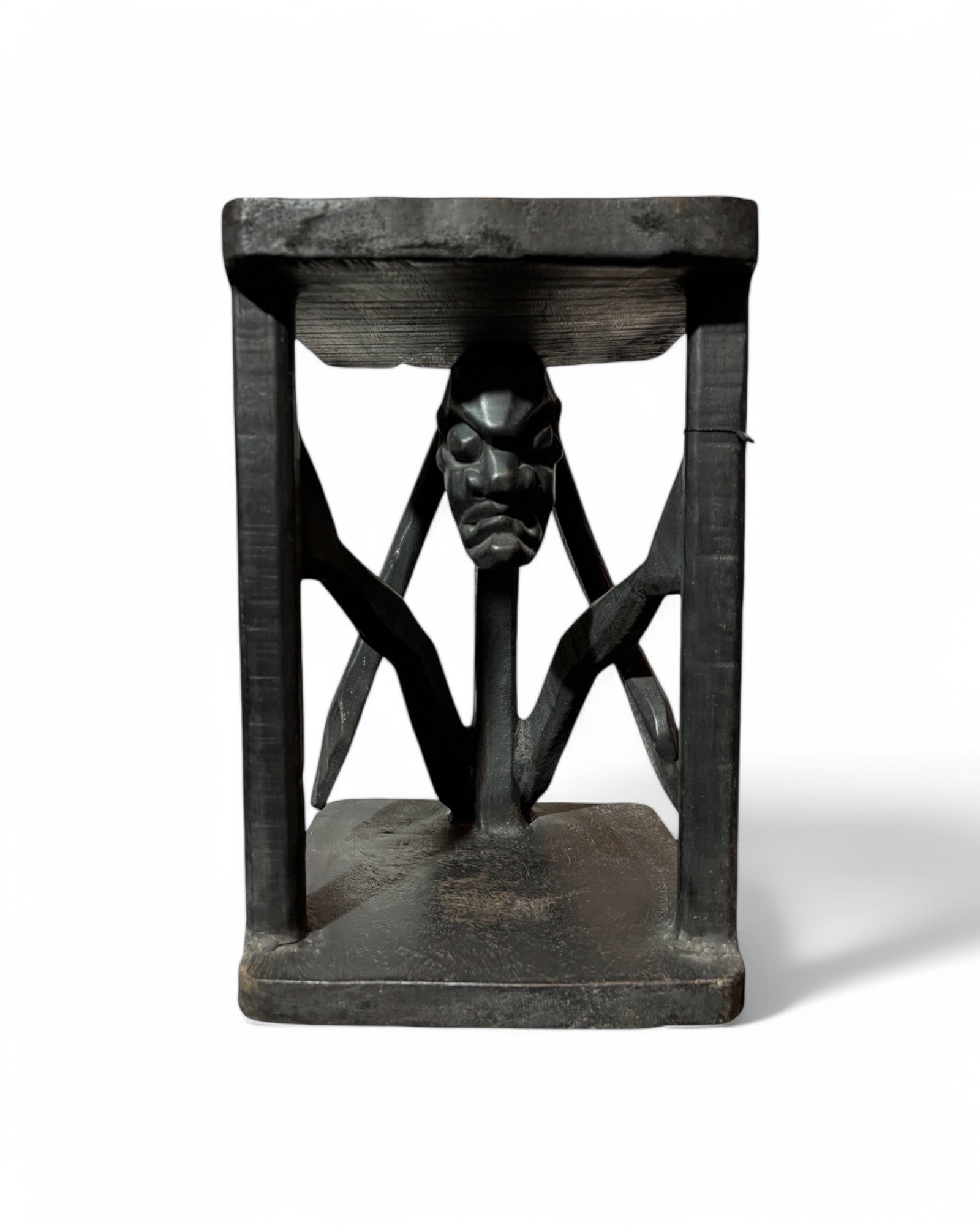 Splitman African Tribal Hand-Carved Stand Black Wood