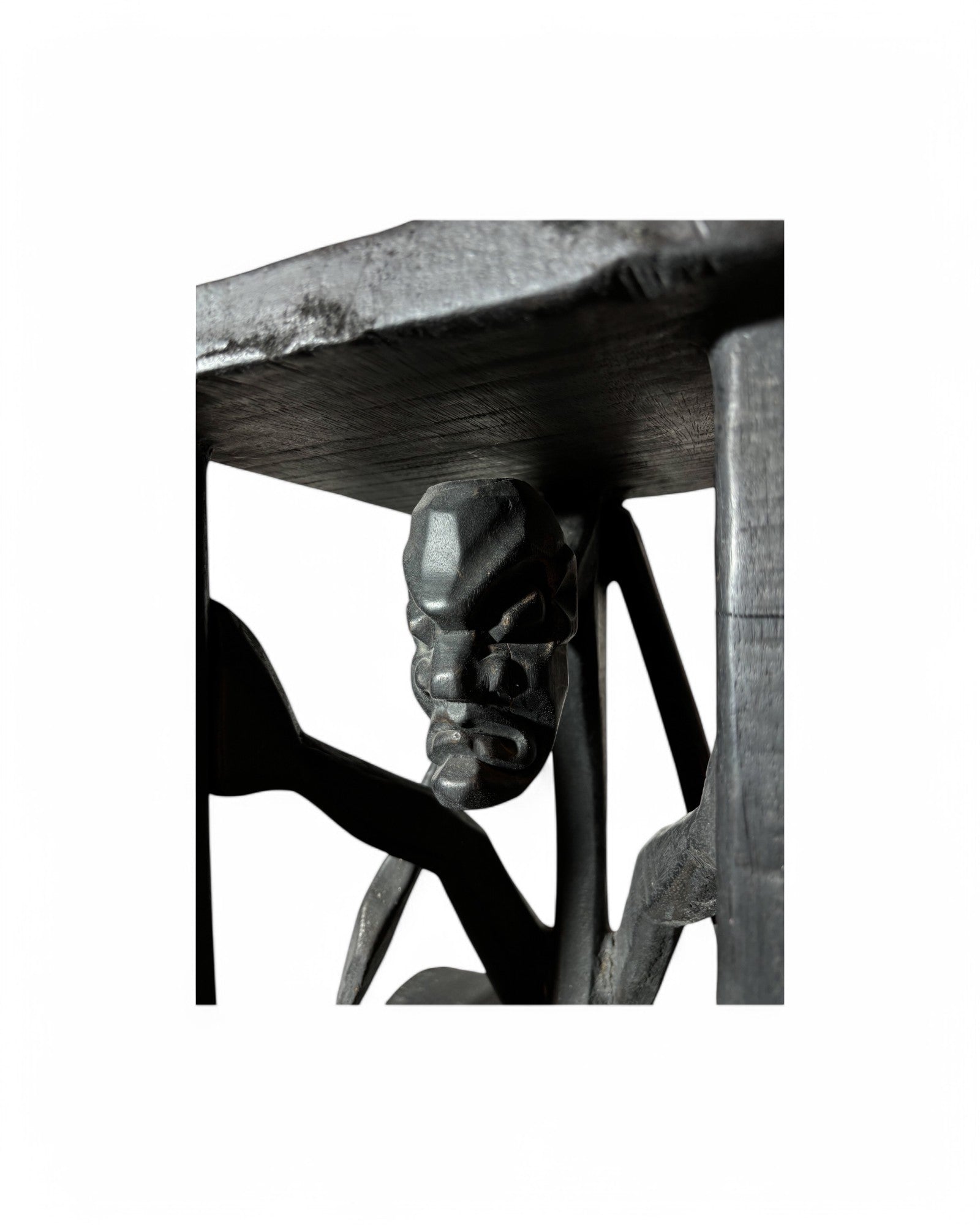 Splitman African Tribal Hand-Carved Stand Black Wood