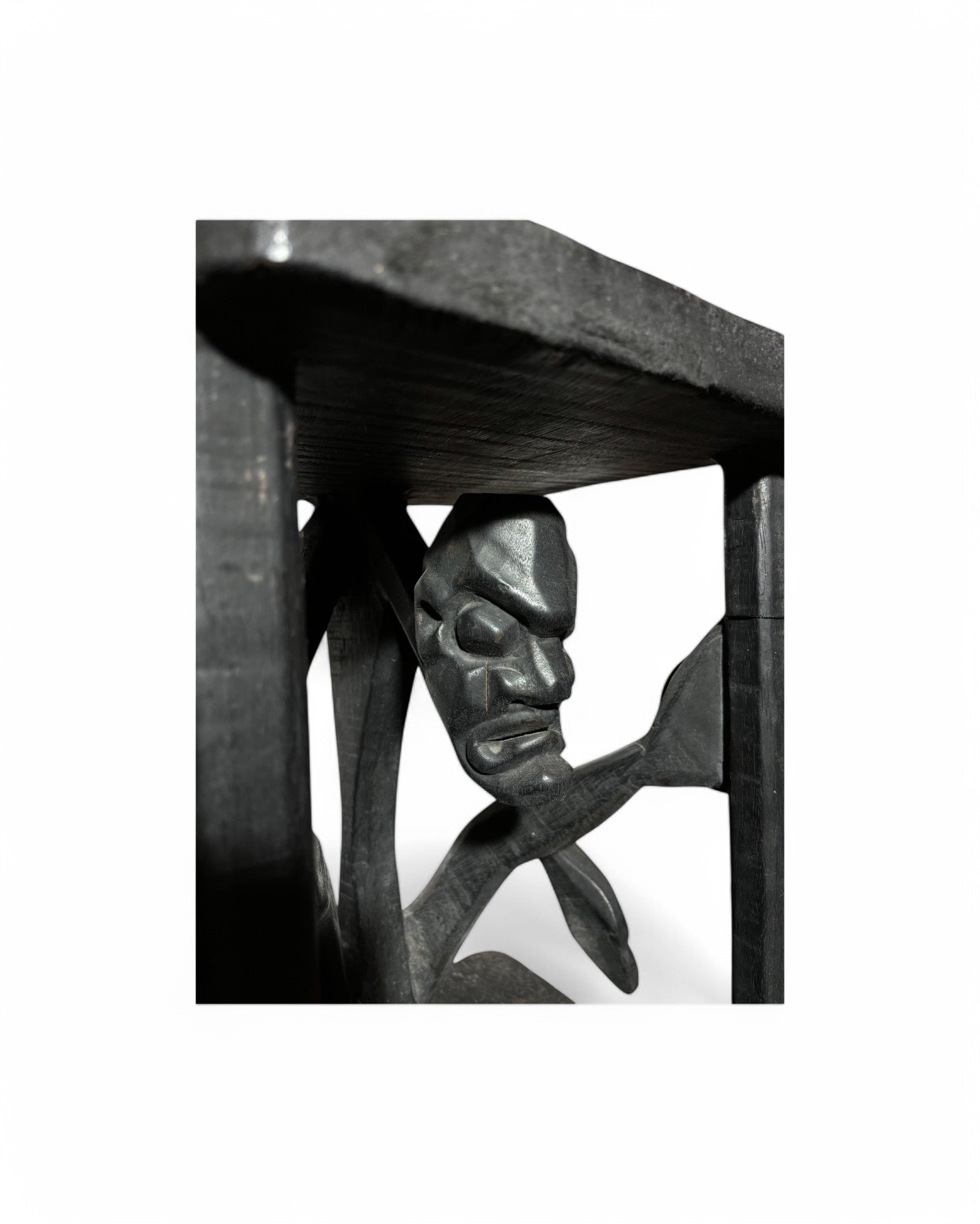 Splitman African Tribal Hand-Carved Stand Black Wood