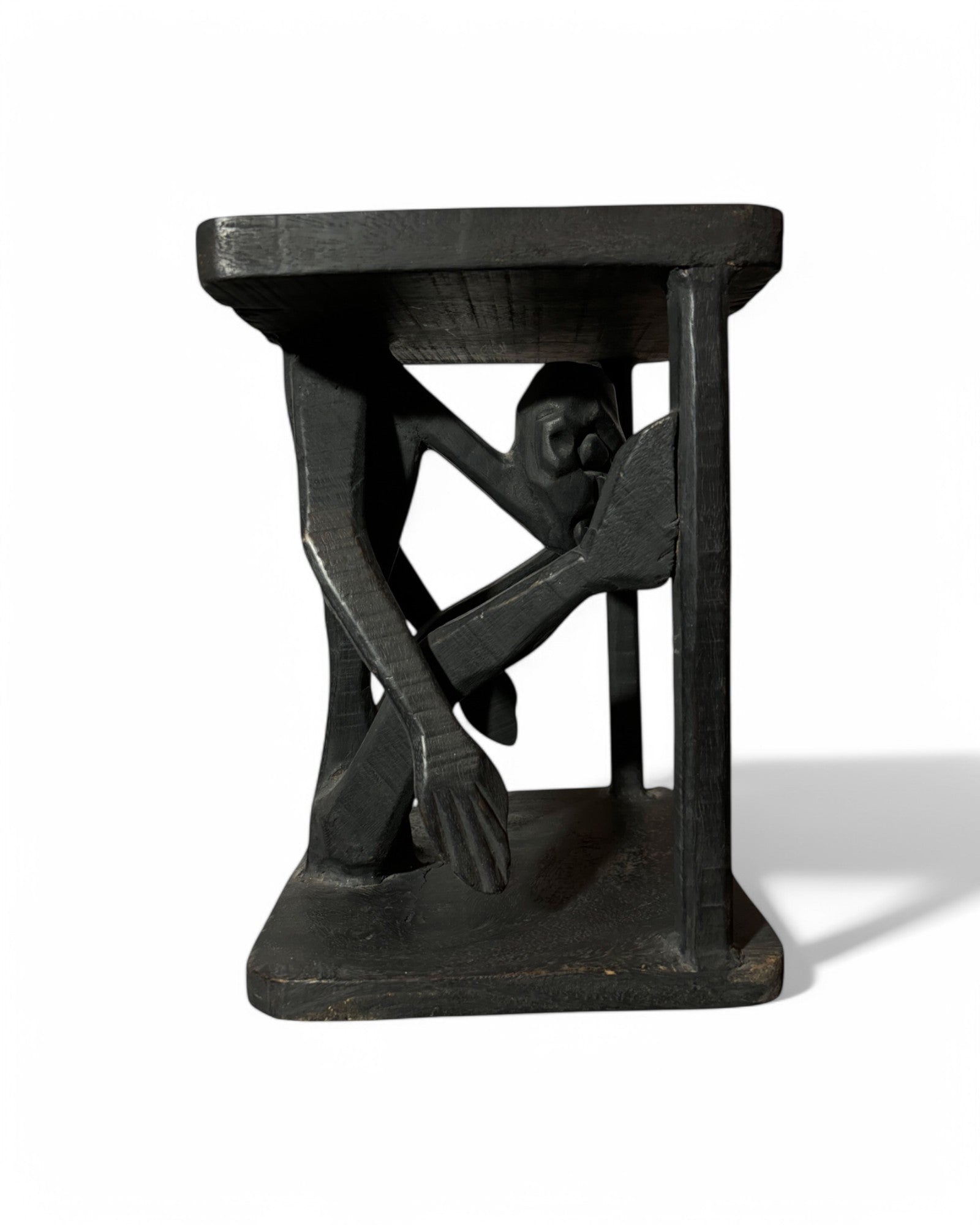 Splitman African Tribal Hand-Carved Stand Black Wood
