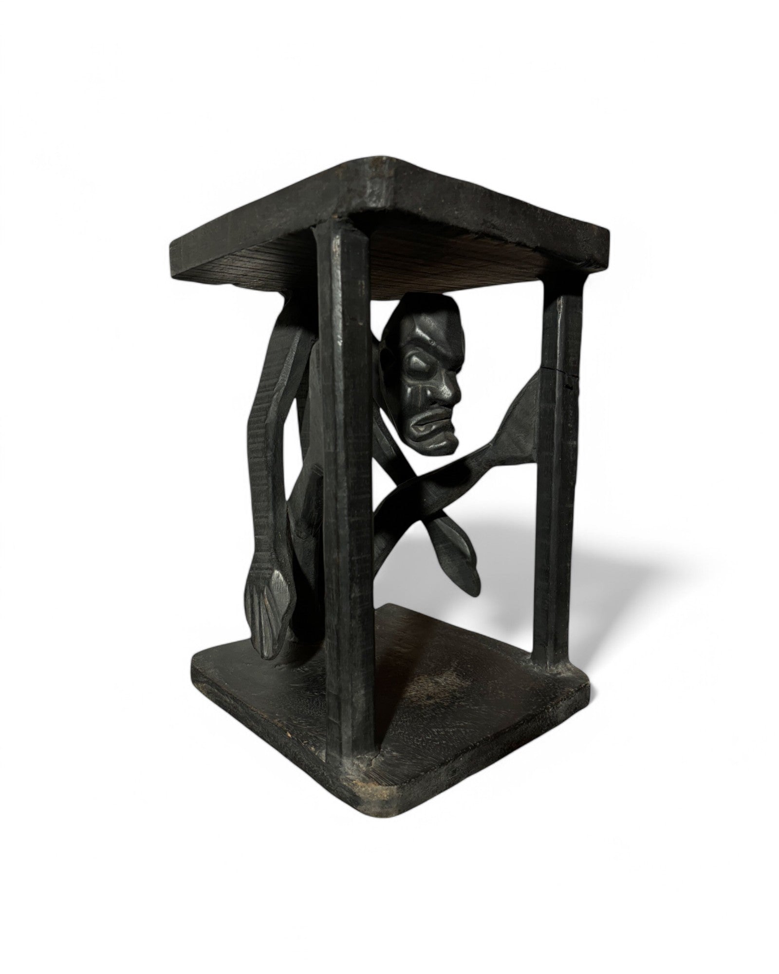Splitman African Tribal Hand-Carved Stand Black Wood