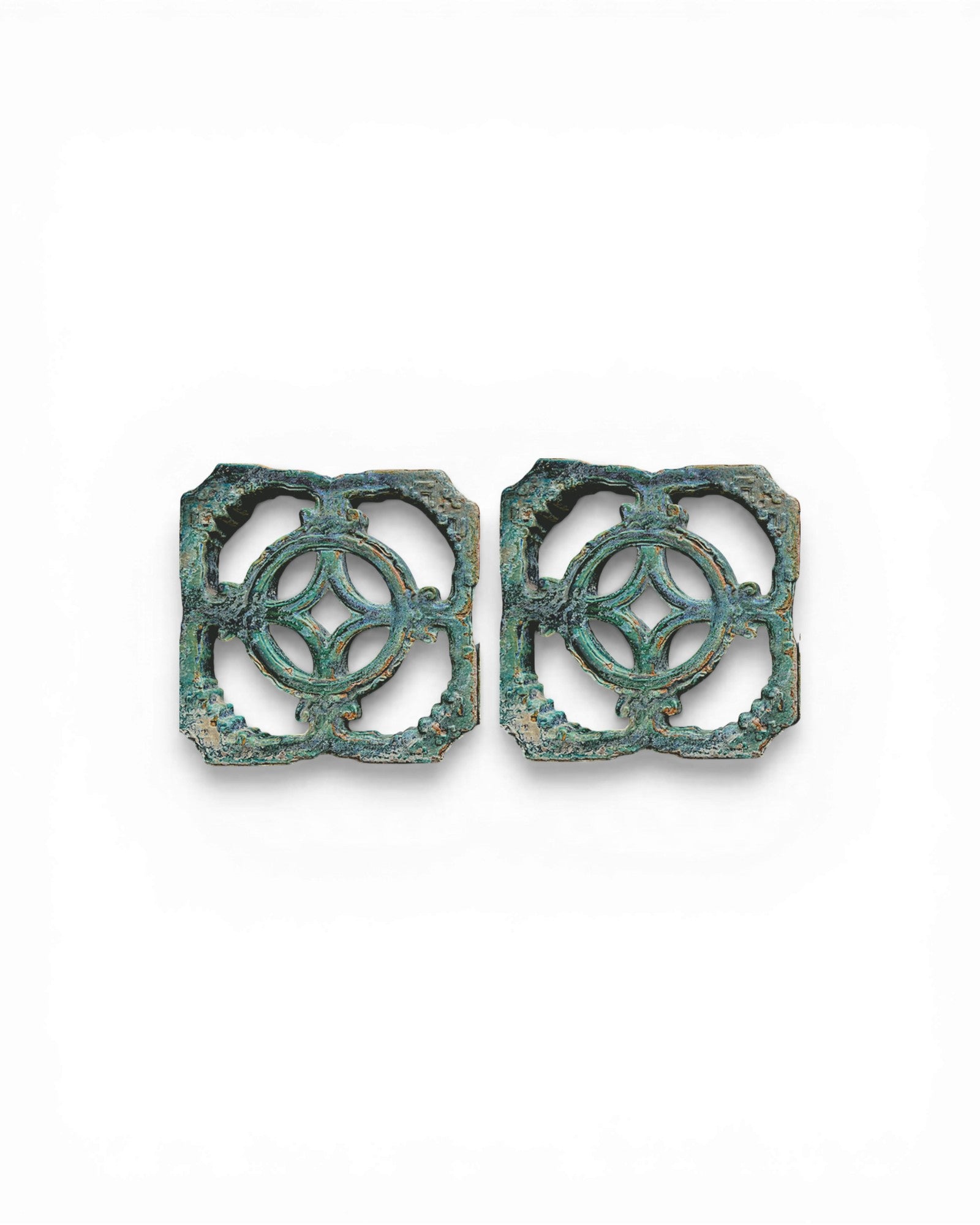 Chinese Ceramic Lattice Window Insert, c. 1870s