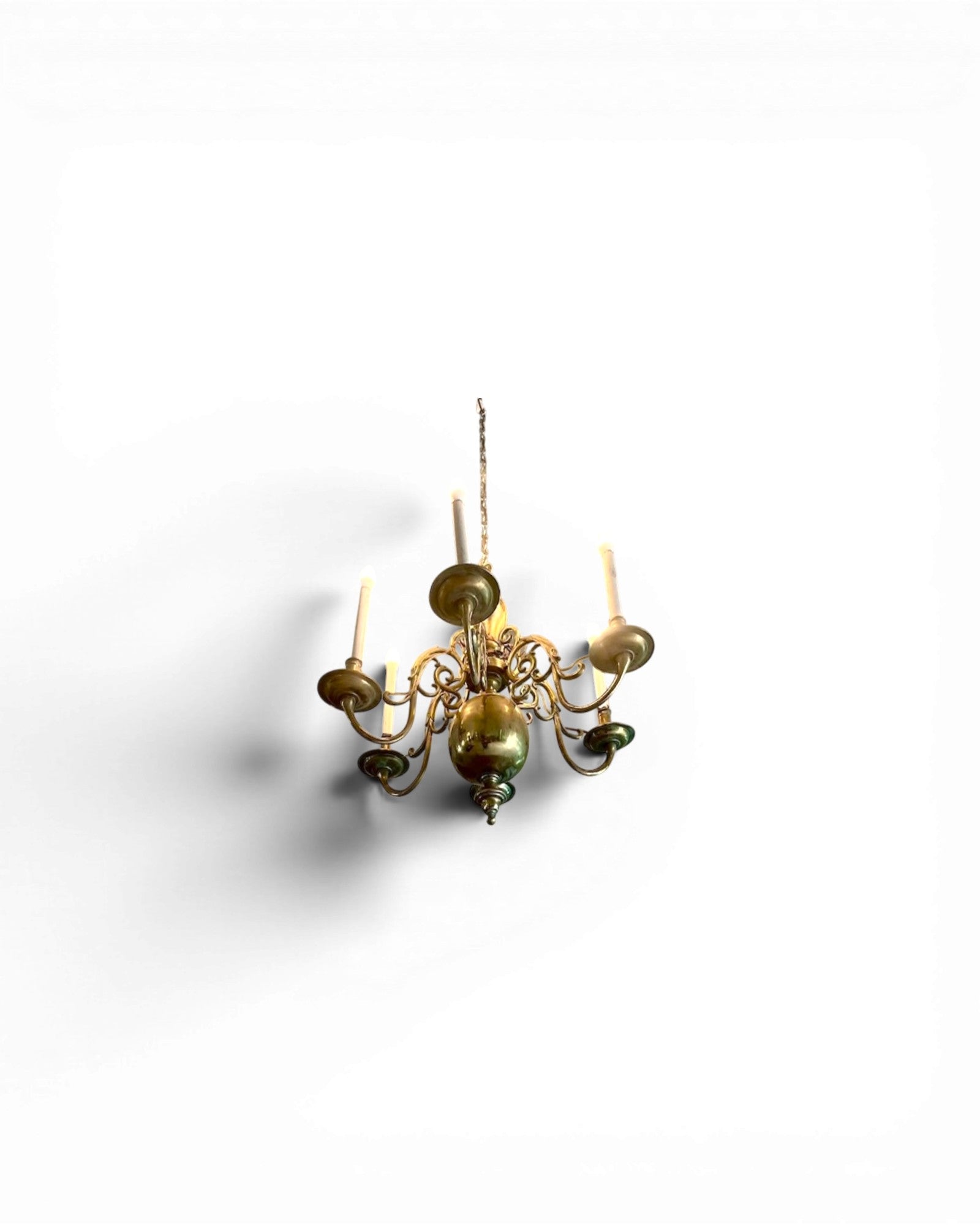 Victorian Brass Six-Light Chandelier