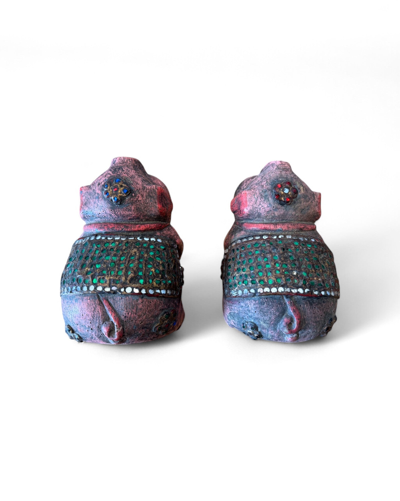 Good Luck Hand Embroidered Pig Sculptures - Set of 2