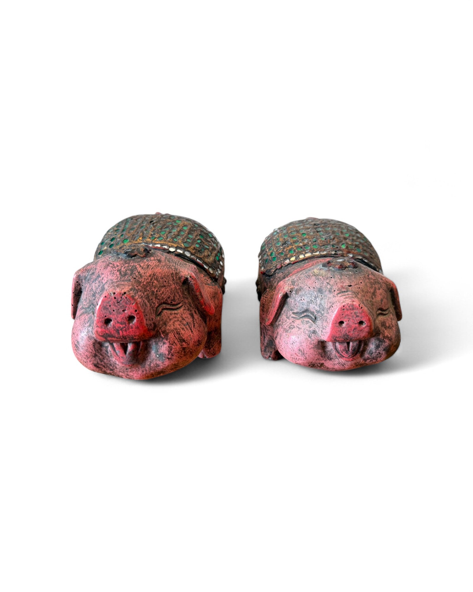 Good Luck Hand Embroidered Pig Sculptures - Set of 2