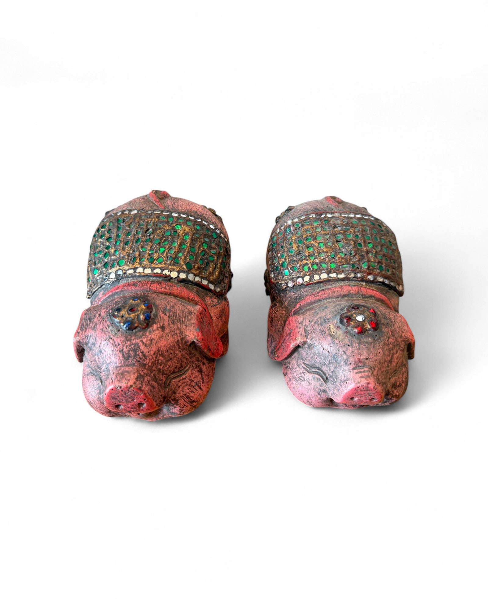 Good Luck Hand Embroidered Pig Sculptures - Set of 2