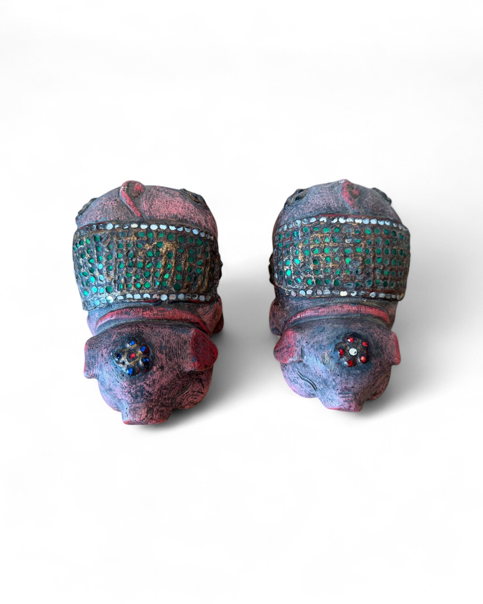 Good Luck Hand Embroidered Pig Sculptures - Set of 2