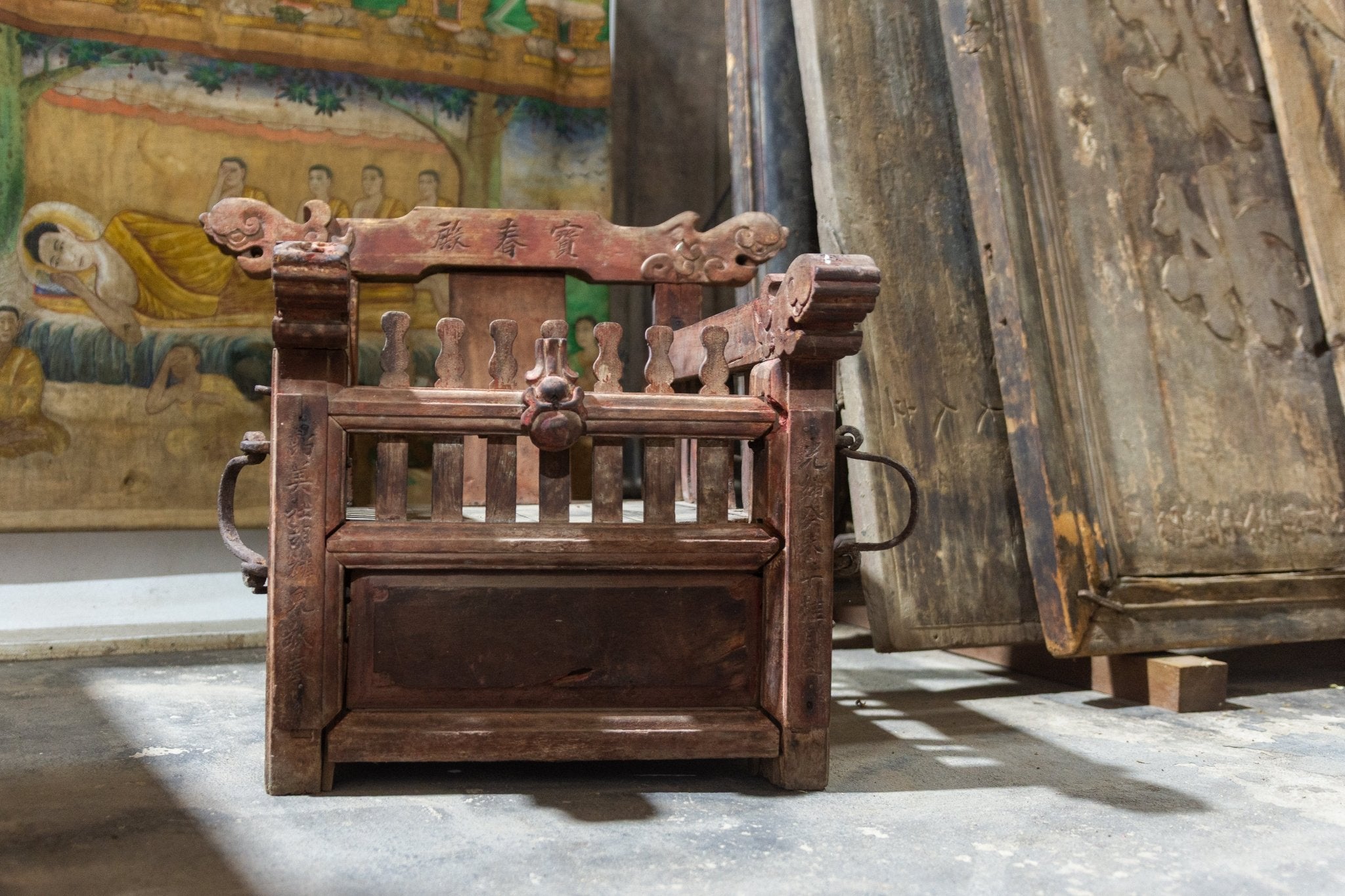 Carved Chinese Household Altar with Figural Relief - Surround Living - 4